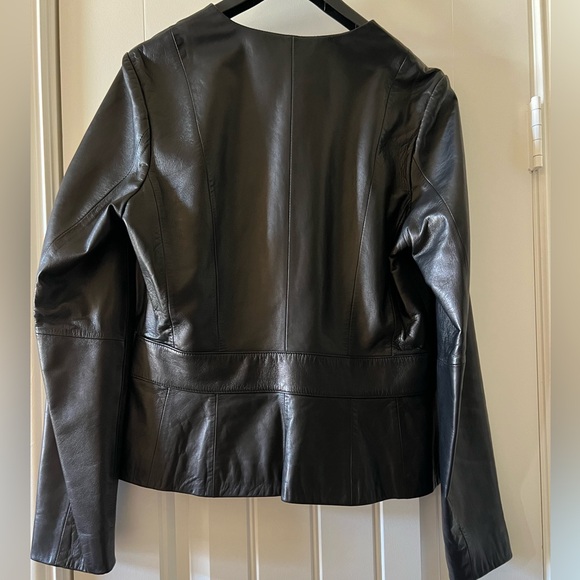 Antonio Melani Black Leather Jacket Women Size M - Picture 5 of 6
